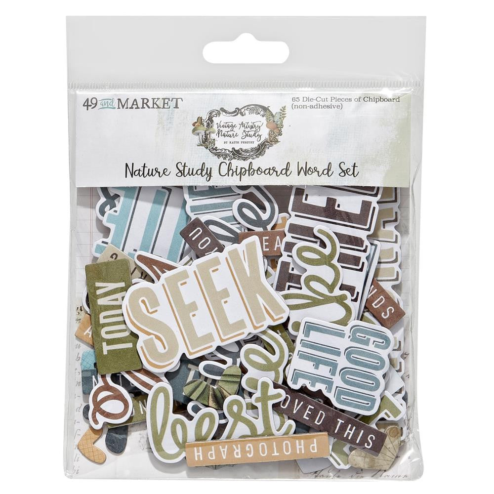 49 and Market Vintage Artistry Nature Study Chipboard Word Set